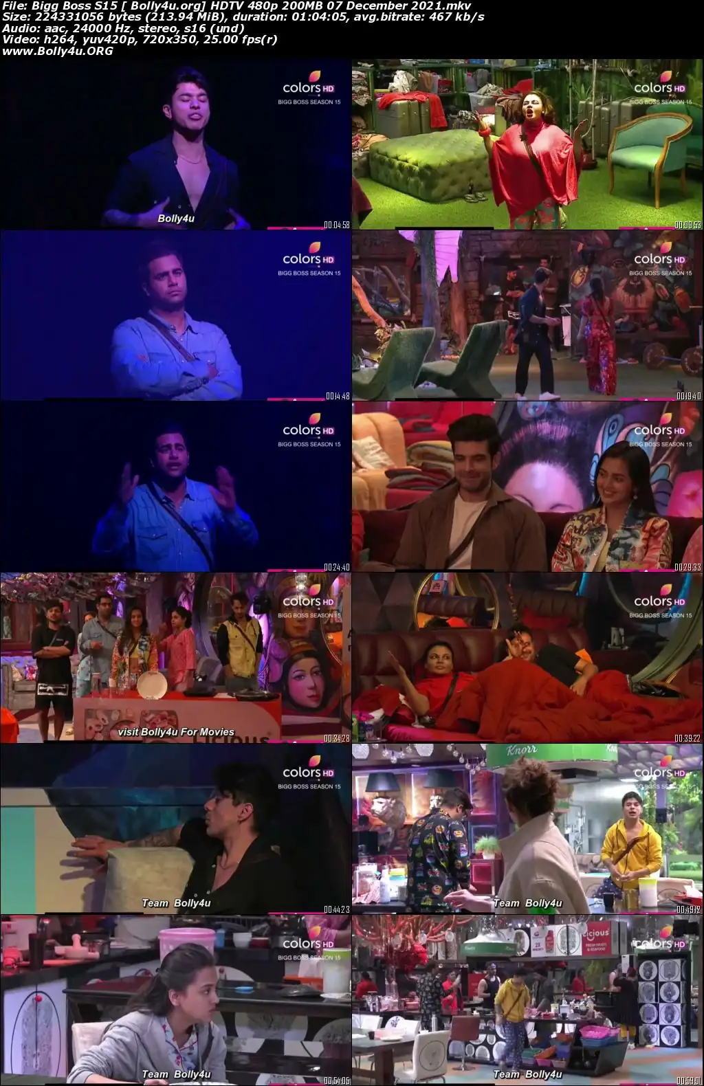 Bigg Boss S15 HDTV 480p 200MB 07 December 2021 Download