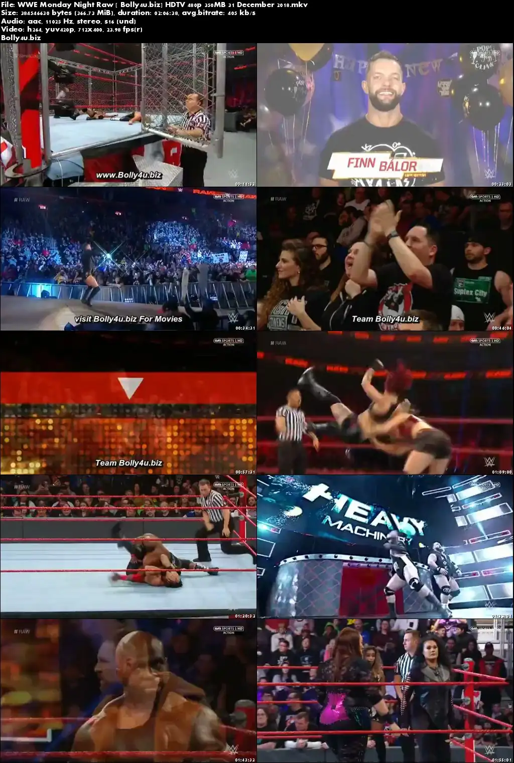 WWE Monday Night Raw HDTV 480p 350MB 31 December 2018 Download