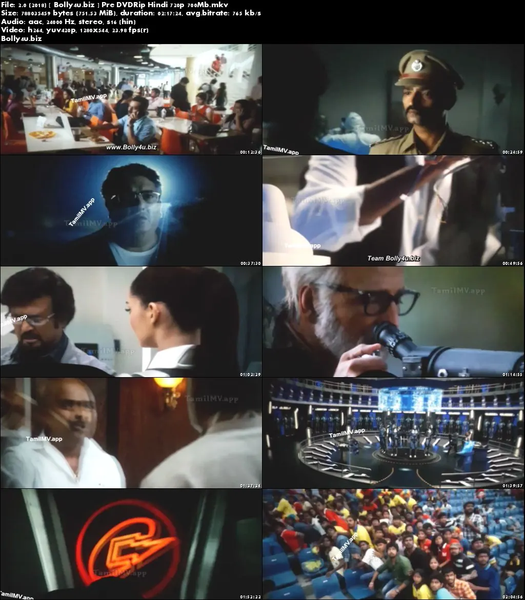2.0 (2018) Pre DVDRip 400Mb Full Hindi Movie Download 480p