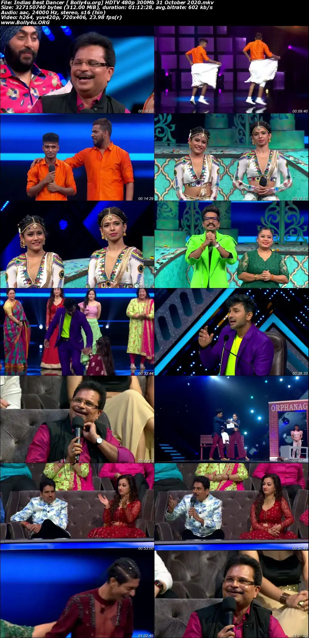 Indias Best Dancer HDTV 480p 300Mb 31 October 2020 Download