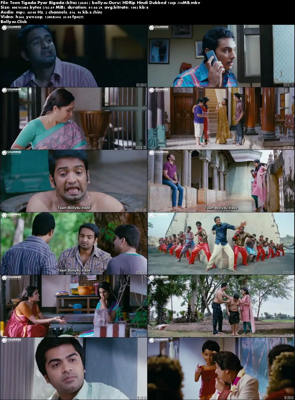Teen Tigada Pyar Bigada 2020 HDRip 750MB Hindi Dubbed 720p Download