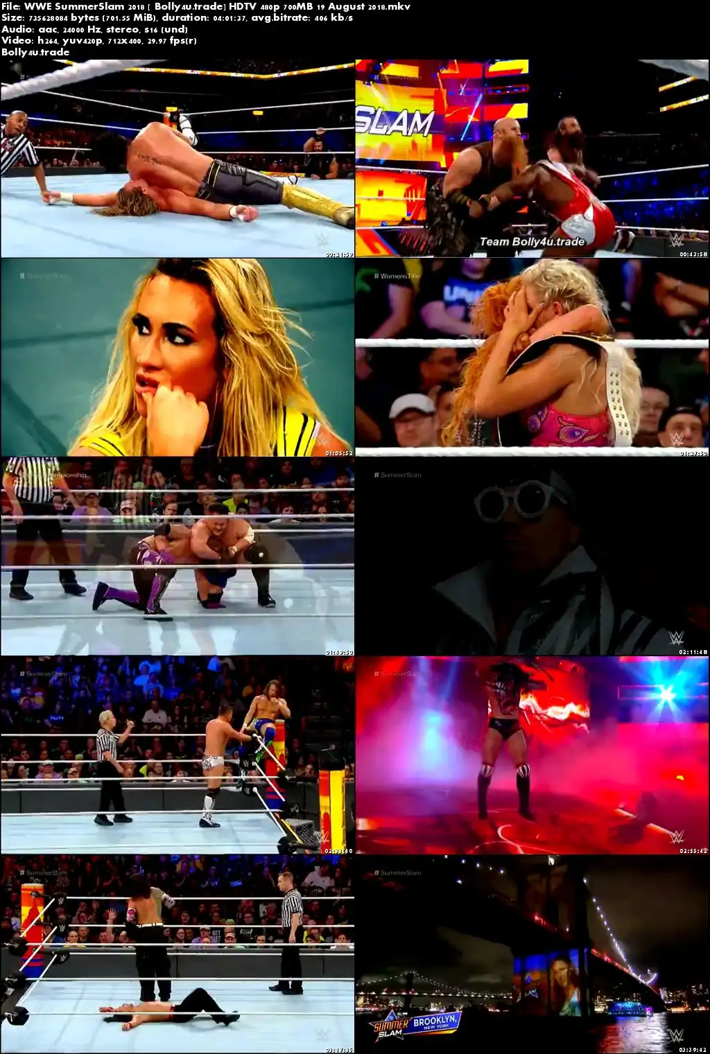 WWE SummerSlam 2018 PPV HDTV 700MB 480p 19 August 2018 Download