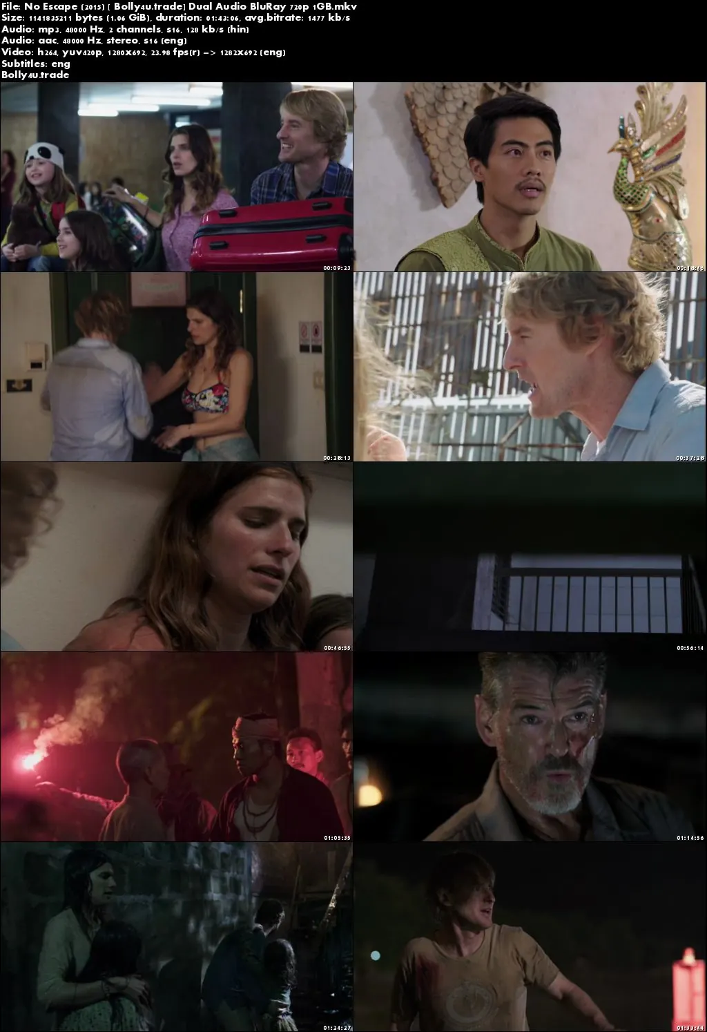 No Escape 2015 BluRay 1GB Hindi Dubbed Dual Audio 720p Download