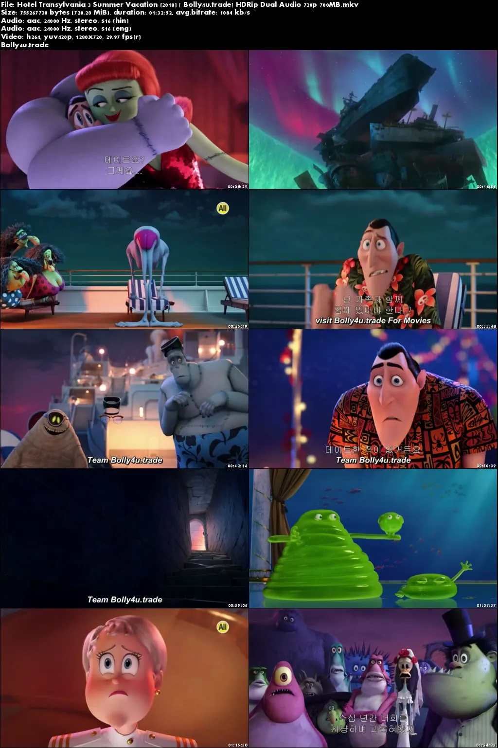 Hotel Transylvania 3 Summer Vacation 2018 HDRip 300Mb Hindi Dual Audio 480p Download
