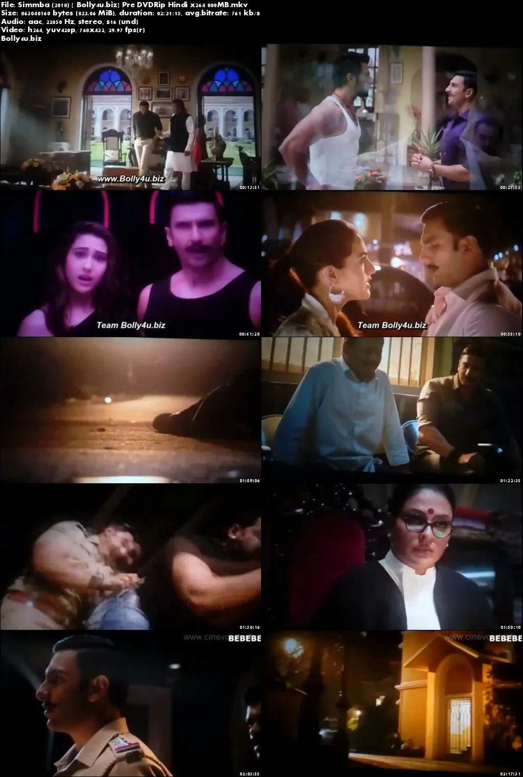 Simmba 2018 Pre DVDRip 700Mb Full Hindi Movie Download x264