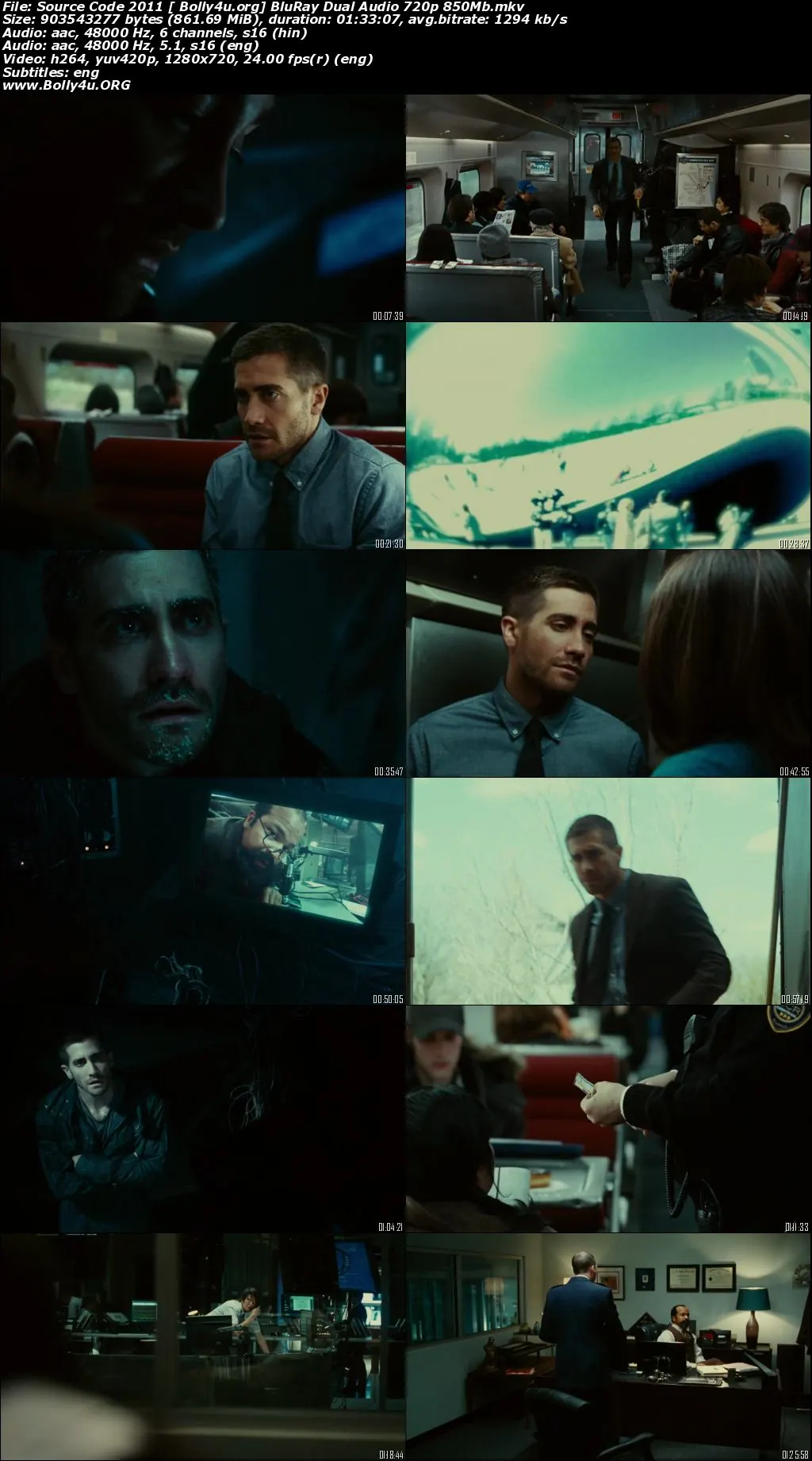 Source Code 2011 BluRay 800MB Hindi Dual Audio ORG 720p Download