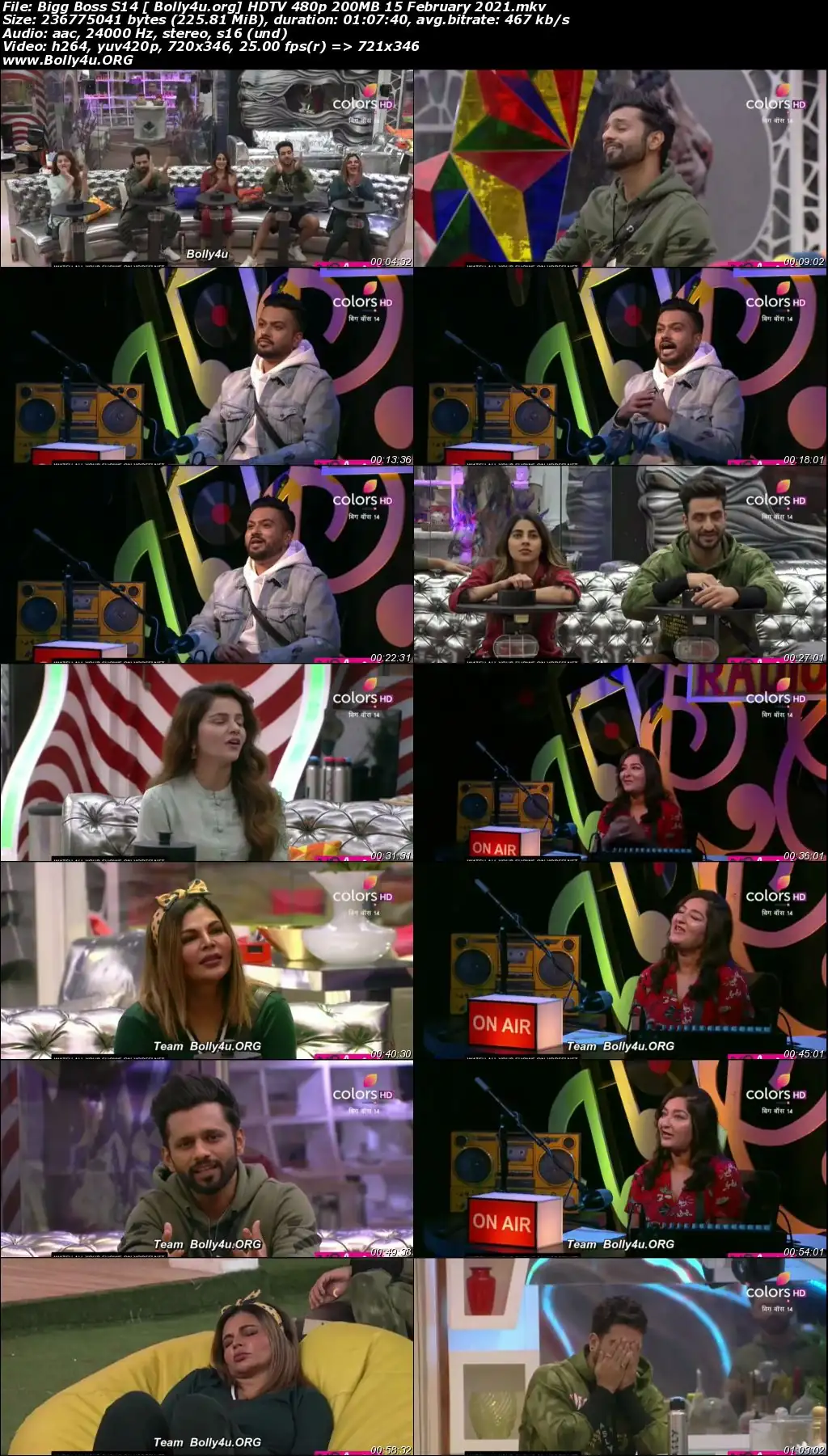 Bigg Boss S14 HDTV 480p 200MB 15 February 2021 Download