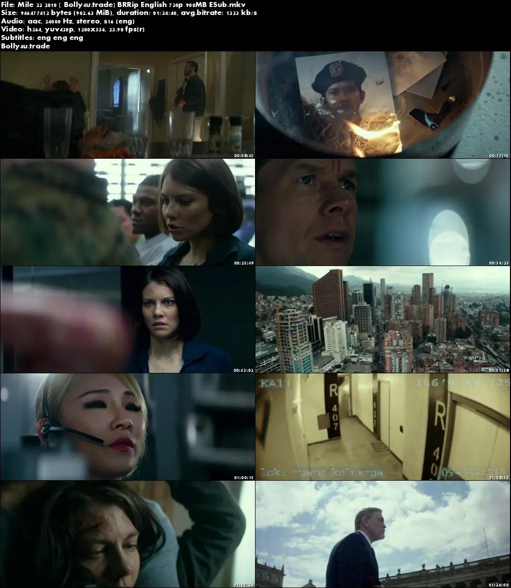 Mile 22 2018 BRRip 300MB English 480p ESub Download