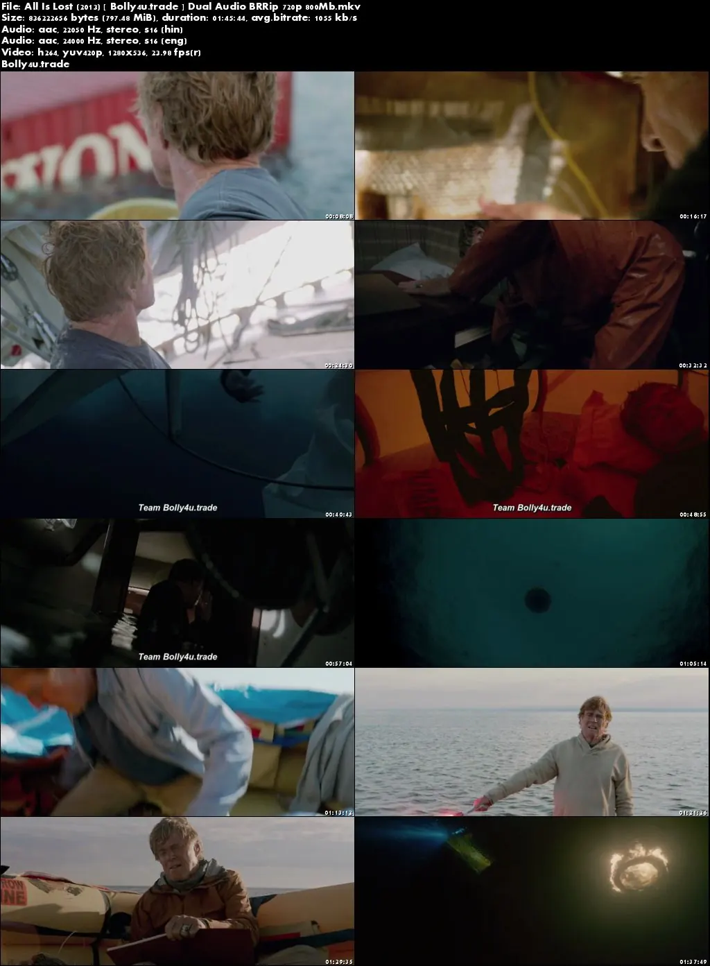 All Is Lost 2013 BRRip 350MB Hindi Dual Audio 480p Download