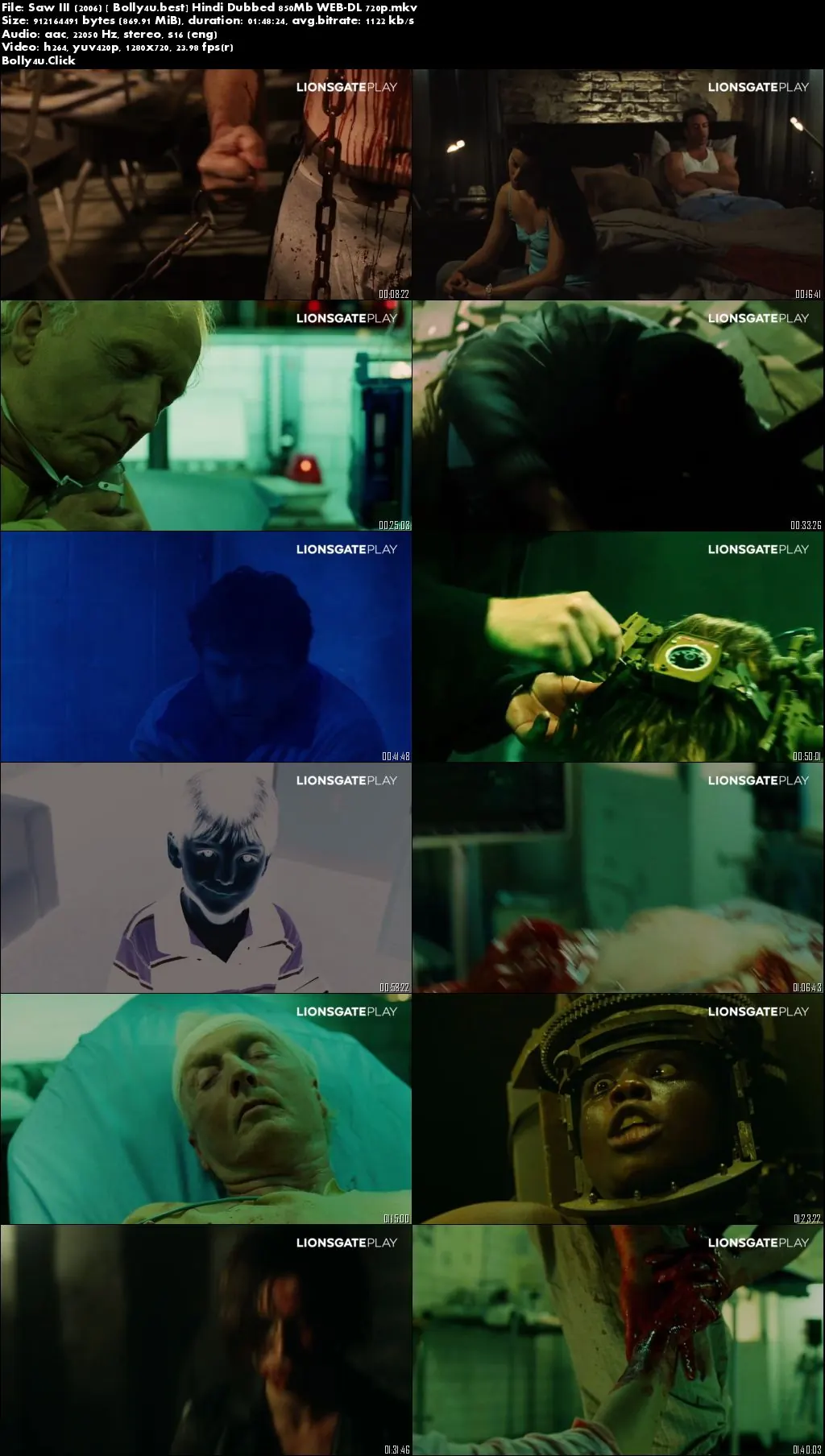 Saw III 2006 WEB-DL 850Mb Hindi Dubbed 720p Download
