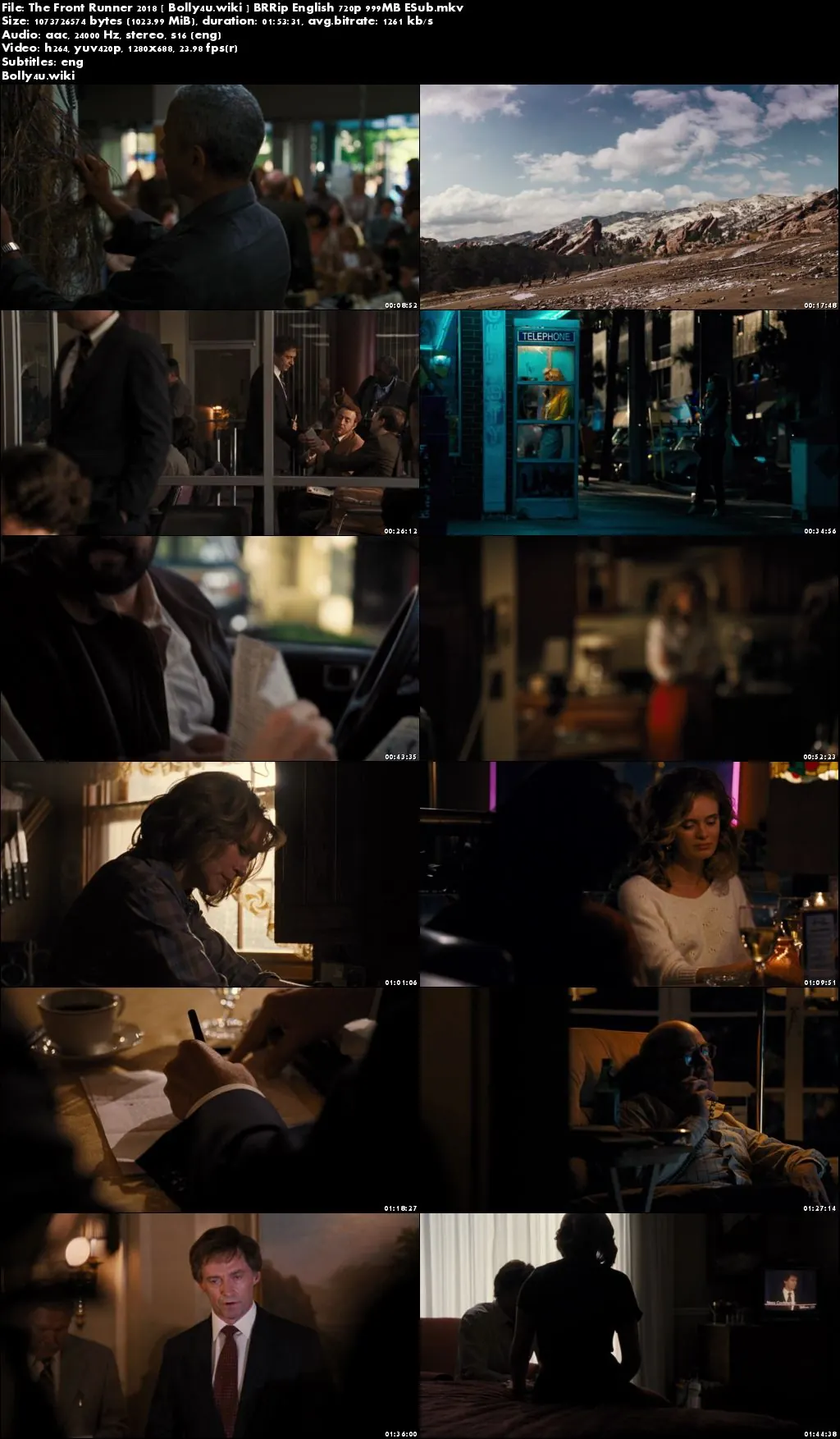 The Front Runner 2018 BRRip 999MB English 720p ESub Download