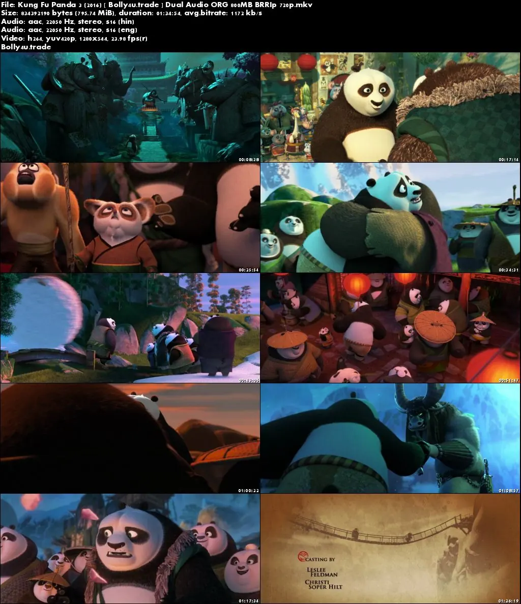 Kung Fu Panda 3 2016 BRRip 300MB Hindi Dual Audio ORG 480p Download