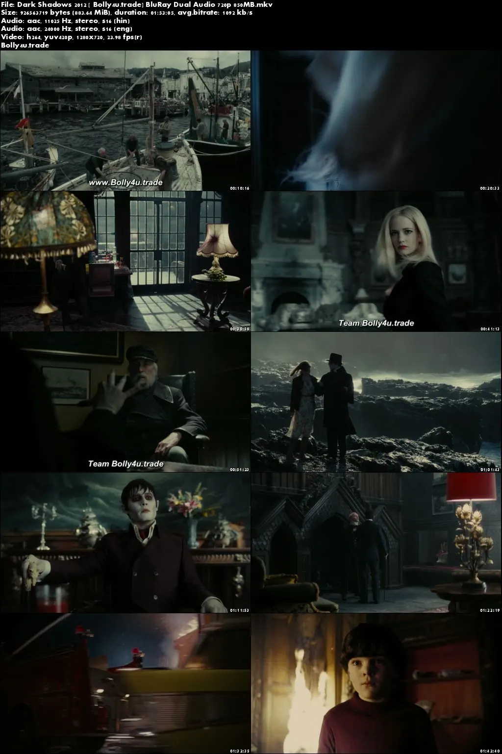 Dark Shadows 2012 BluRay 350MB Hindi Dual Audio 480p Download