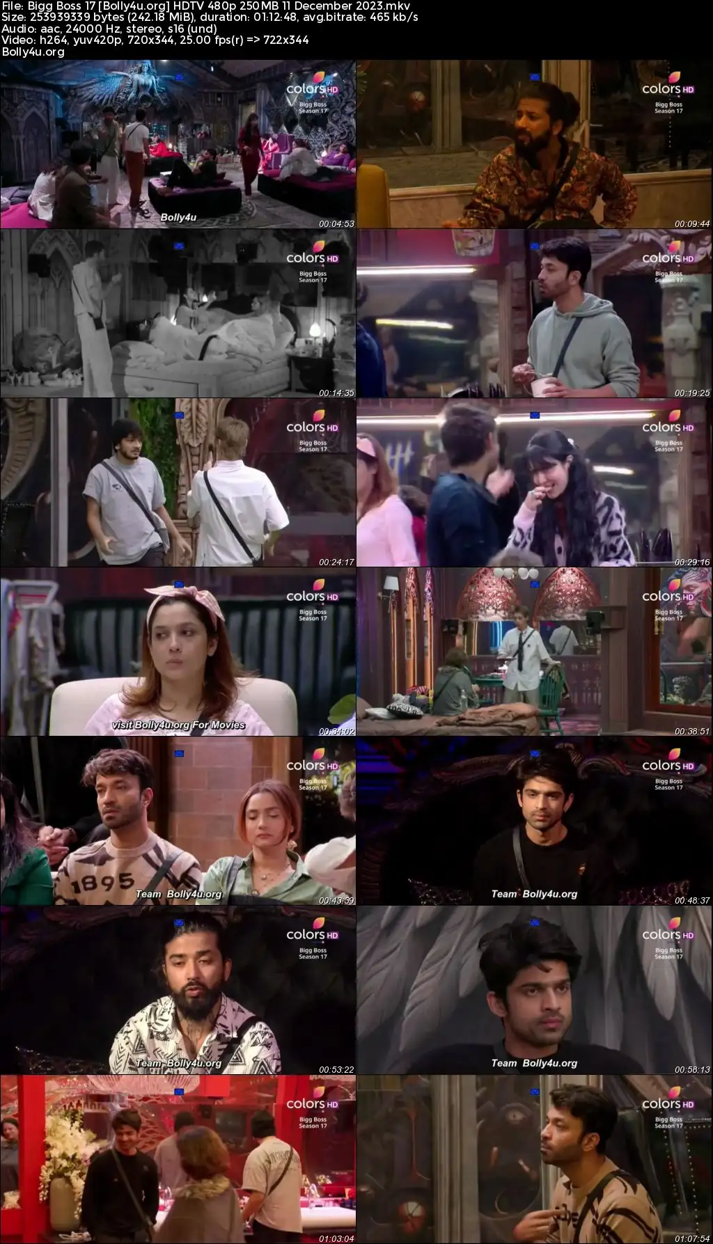 Bigg Boss 17 HDTV 480p 250MB 11 December 2023 Download