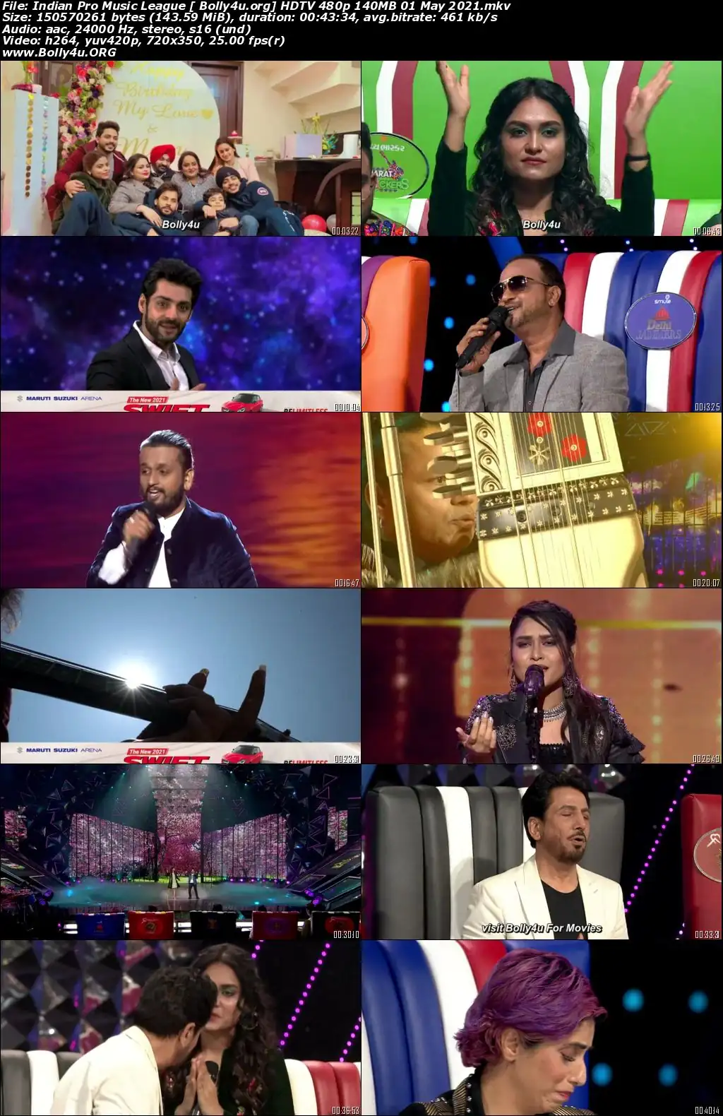 Indian Pro Music League HDTV 480p 140MB 01 May 2021 Download