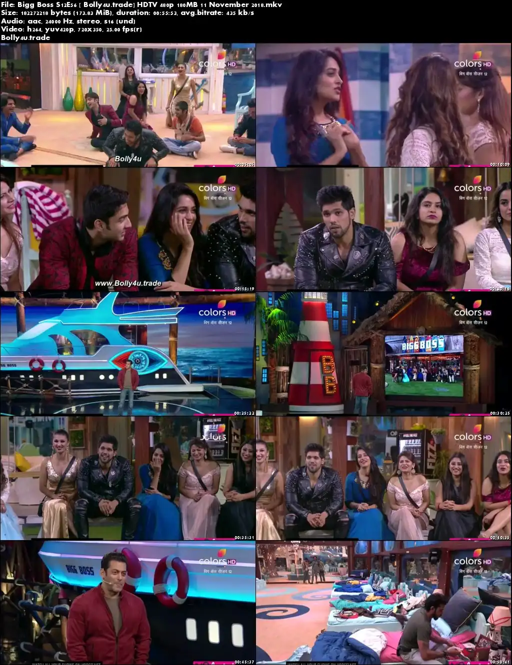 Bigg Boss S12E56 HDTV 480p 180MB 11 November 2018 Download