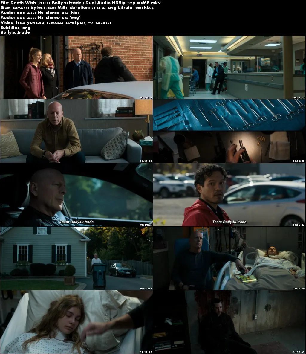 Death Wish 2018 HDRip 800Mb Hindi Dual Audio 720p Download