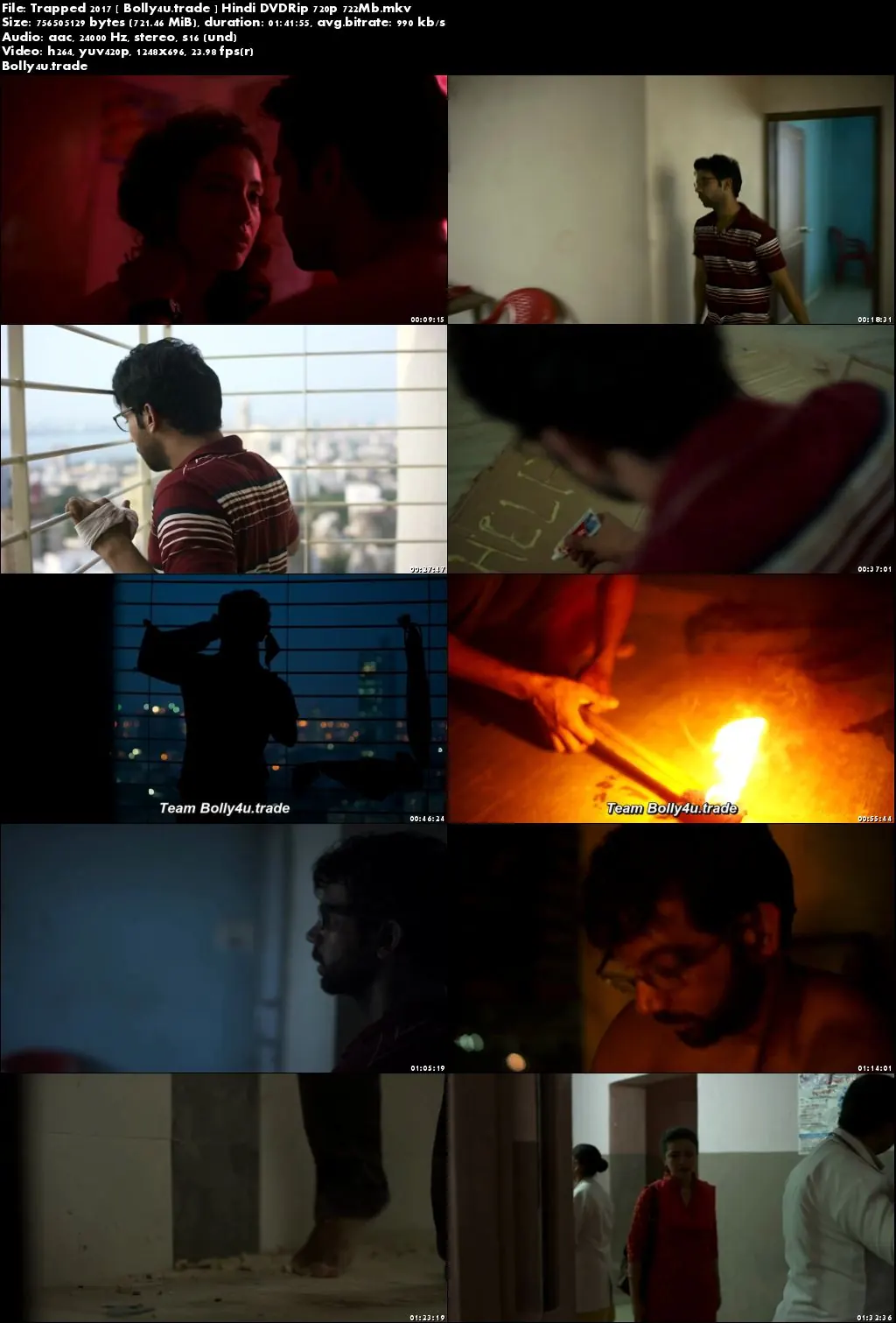 Trapped 2017 DVDRip 700Mb Full Hindi Movie Download 720p