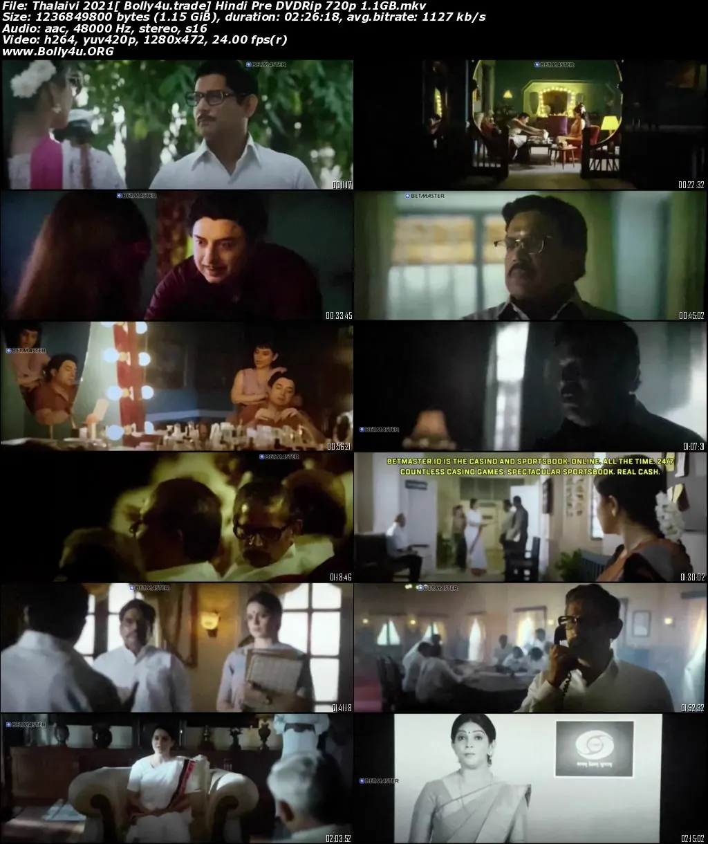 Thalaivi 2021 Pre DVDRip 1.1GB Hindi Movie Download 720p