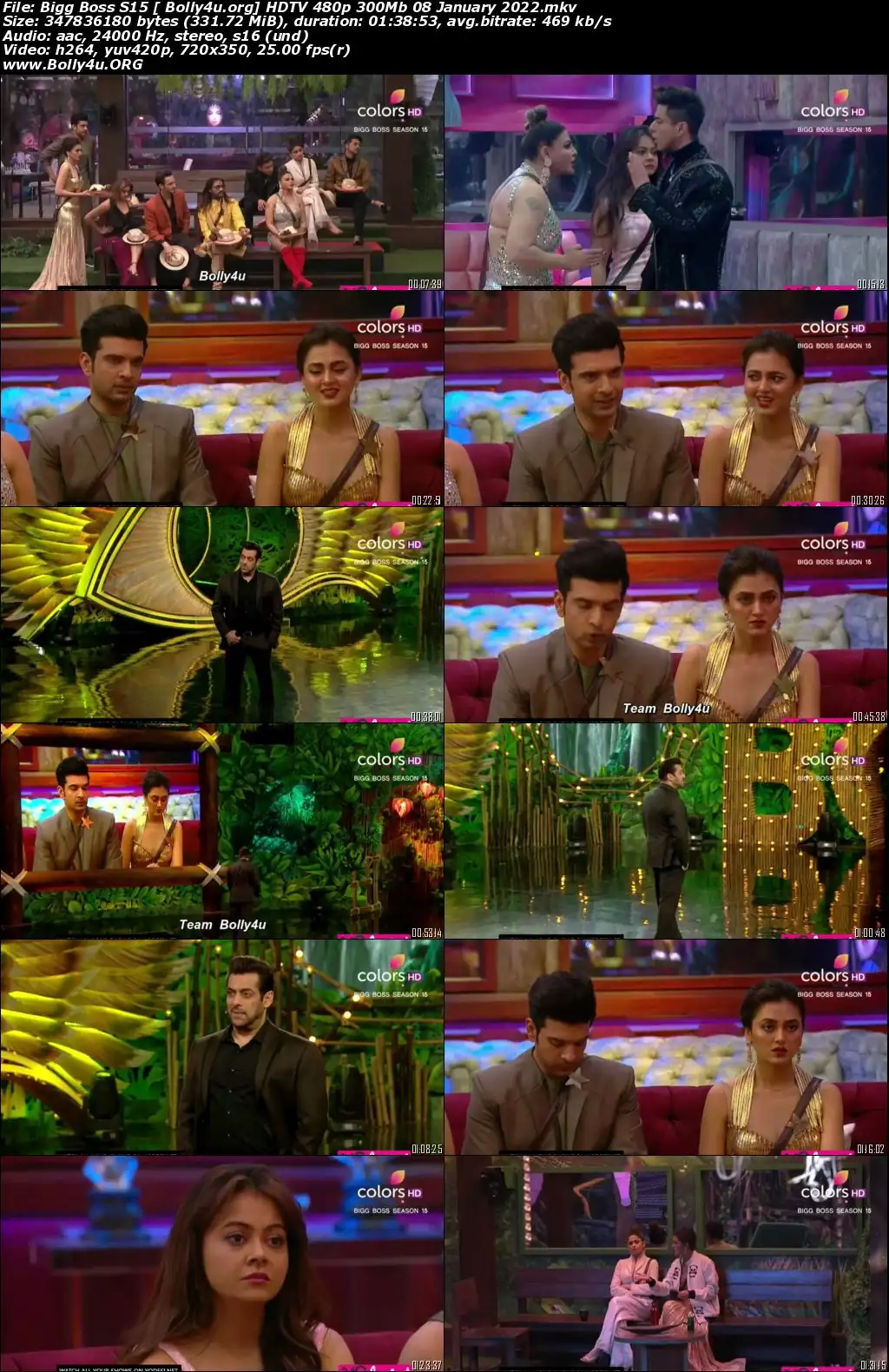 Bigg Boss S15 HDTV 480p 300Mb 08 January 2022 Download