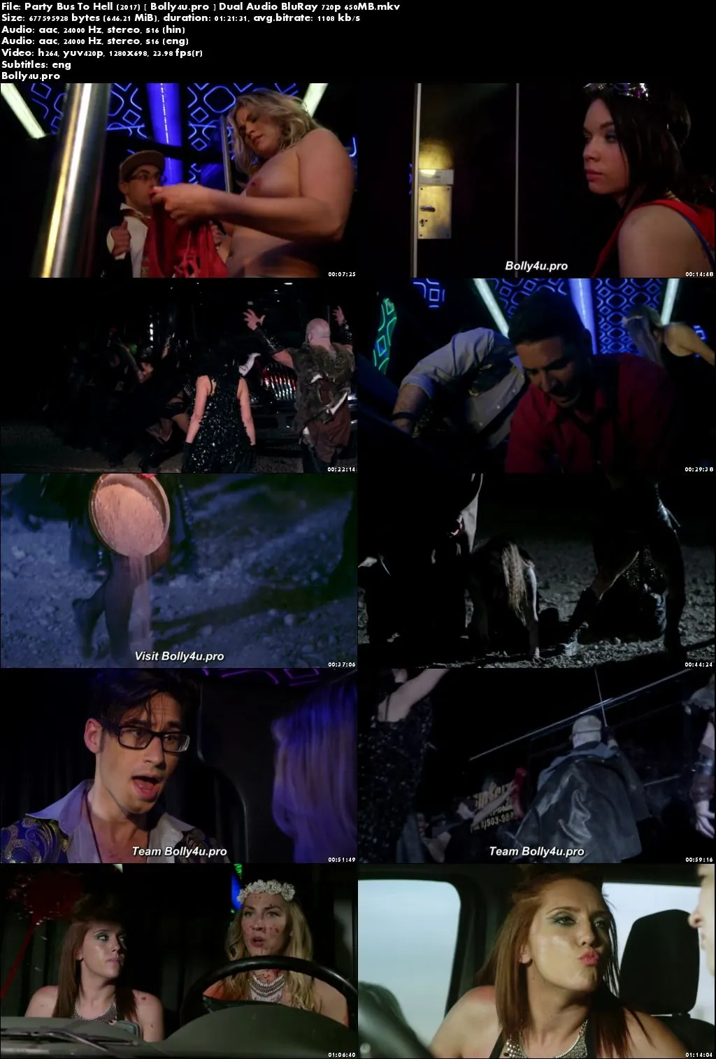 Party Bus To Hell 2017 BluRay 650Mb Hindi Dual Audio 720p Download