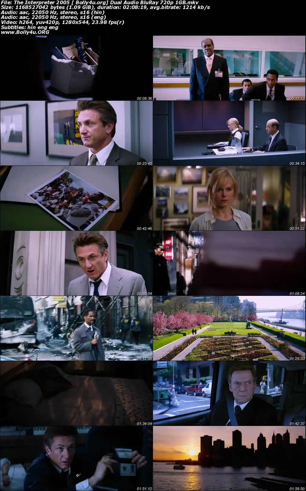 The Interpreter 2005 BluRay 400MB Hindi Dual Audio 480p Download
