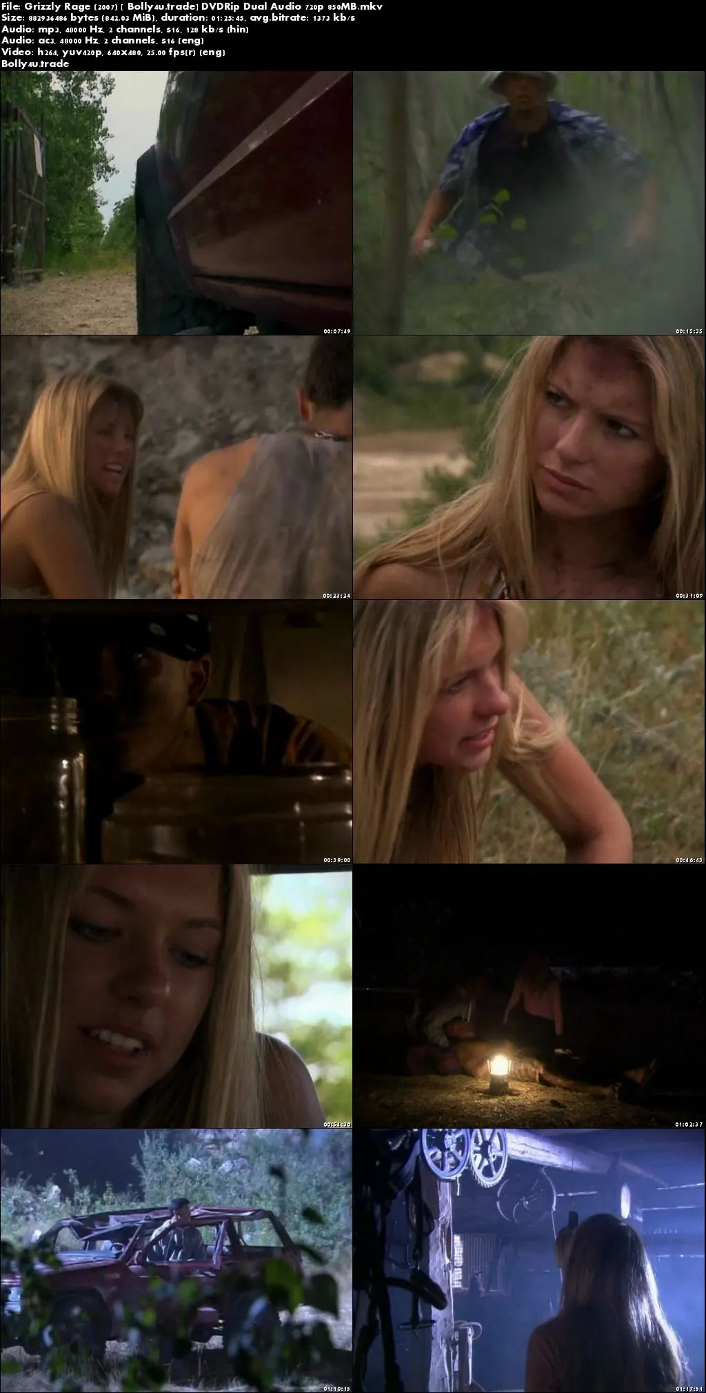 Grizzly Rage 2007 DVDRip 850Mb Hindi Dual Audio 720p Download