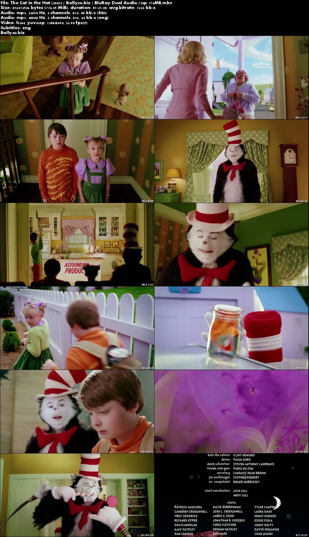 The Cat in the Hat 2003 BluRay 750Mb Hindi Dual Audio 720p Download