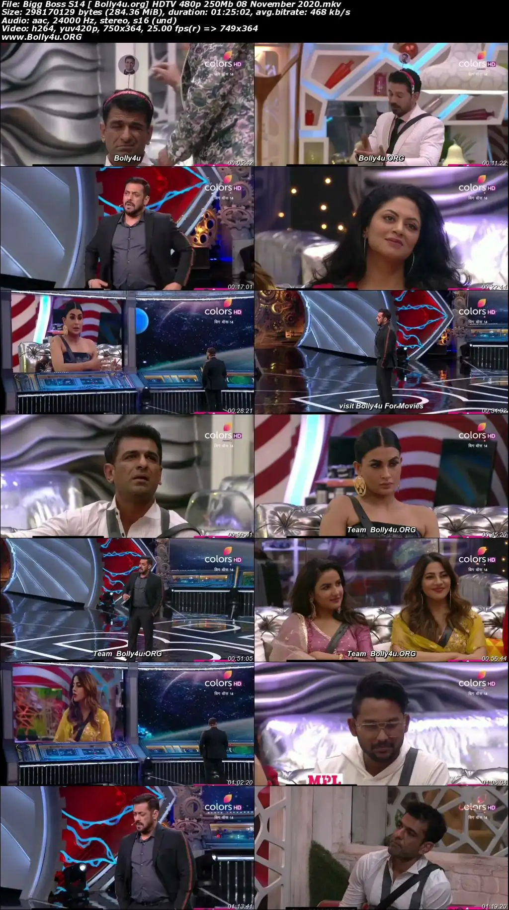 Bigg Boss S14 HDTV 480p 250Mb 08 November 2020 Download