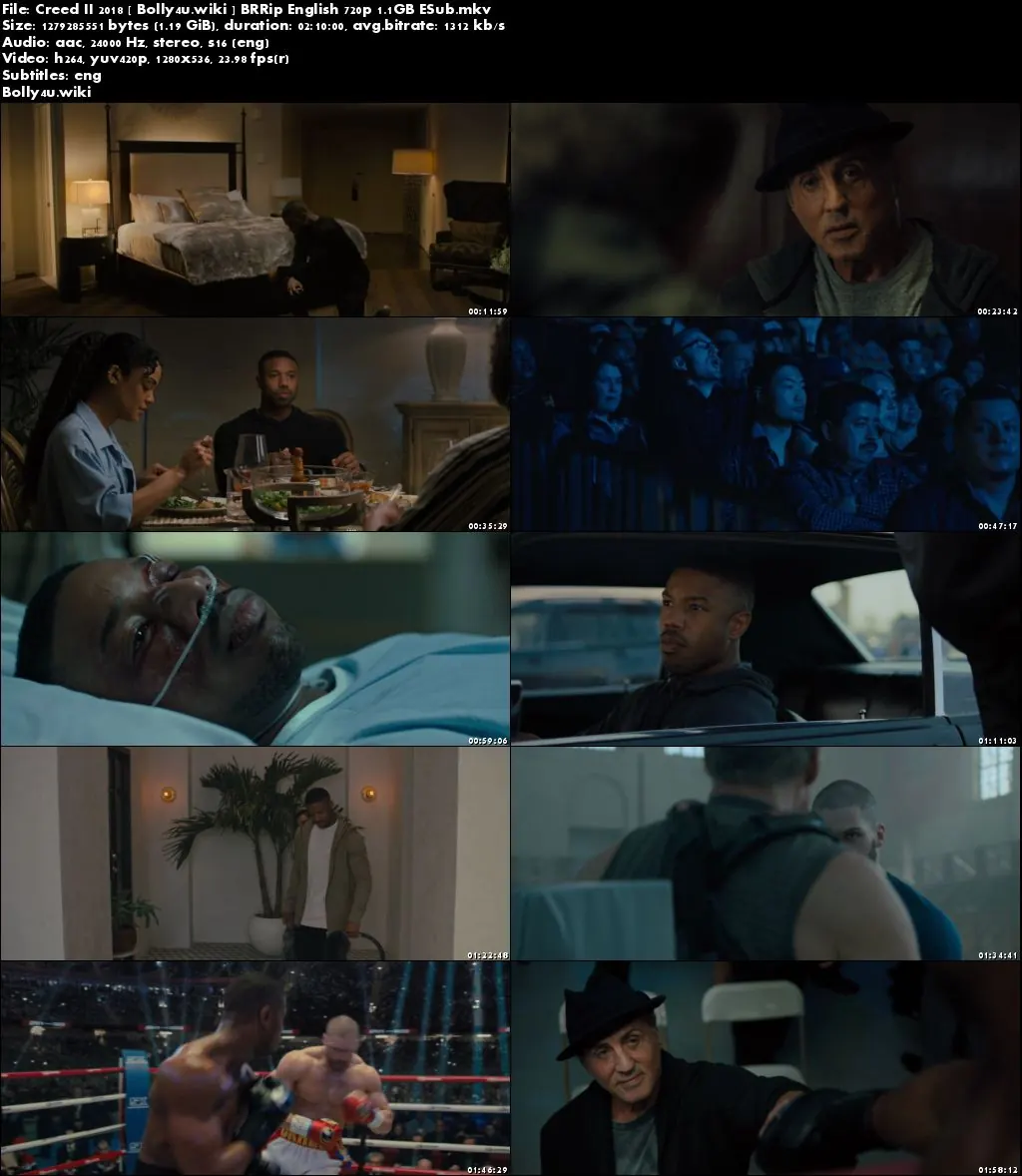 Creed II 2018 BRRip 1.1GB English 720p ESub Download