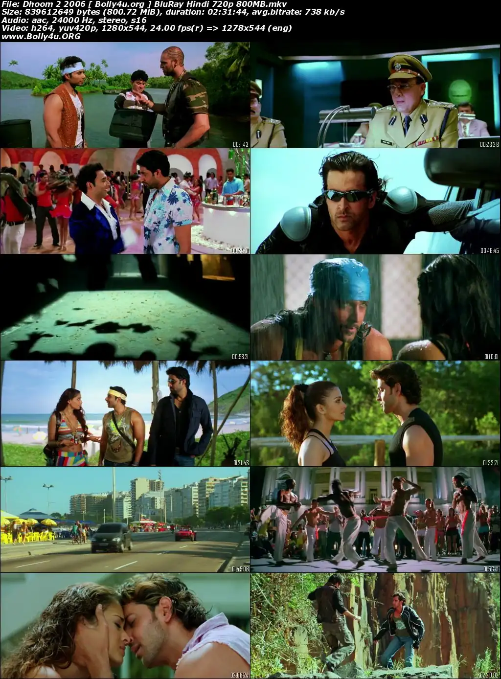 Dhoom 2 2006 BluRay 400Mb Full Hindi Movie Download 480p