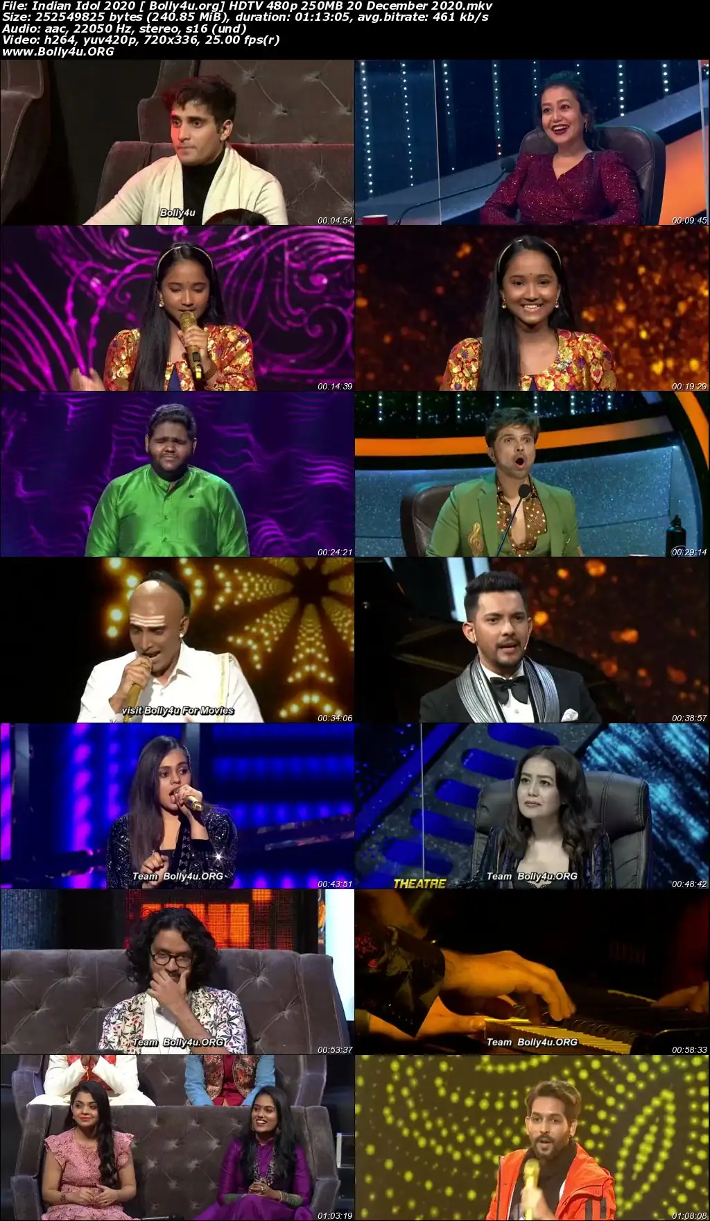 Indian Idol 2020 HDTV 480p 250MB 20 December 2020 download