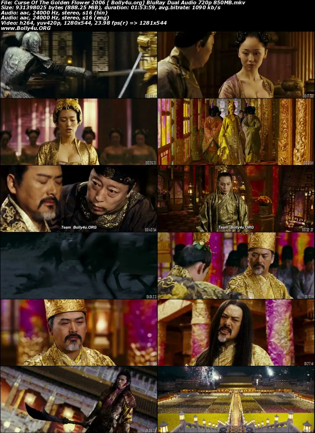 Curse of the Golden Flower 2006 BRRip 850MB Hindi Dual Audio 720p Download