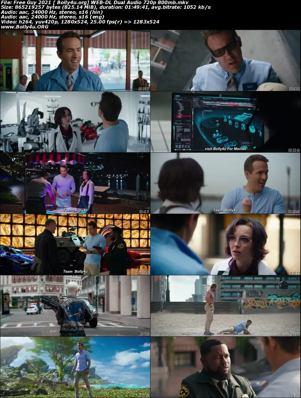 Free Guy 2021 WEB-DL 800Mb Hindi CAM Cleaned Dual Audio 720p Download
