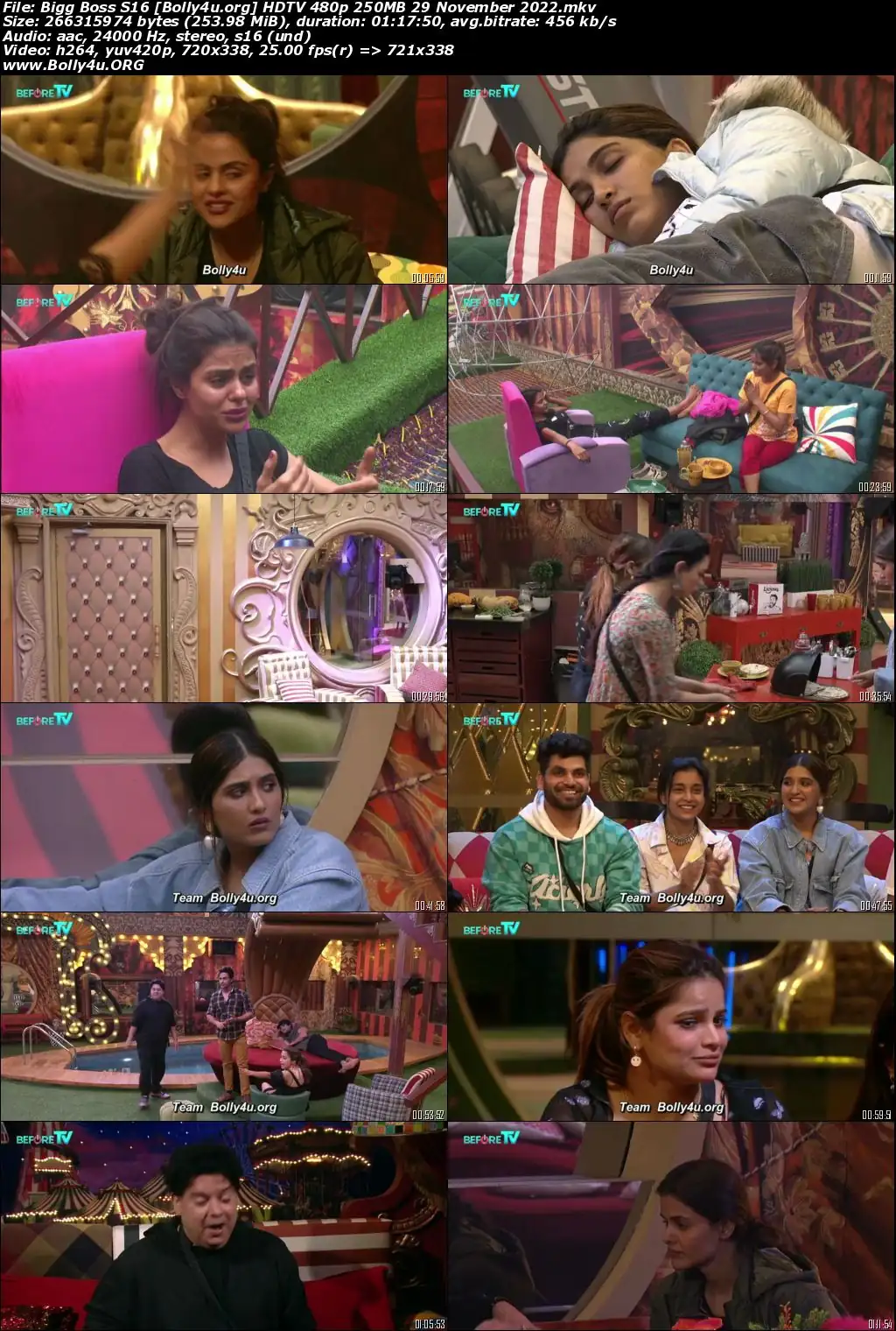 Bigg Boss S16 HDTV 480p 250MB 29 November 2022 Download