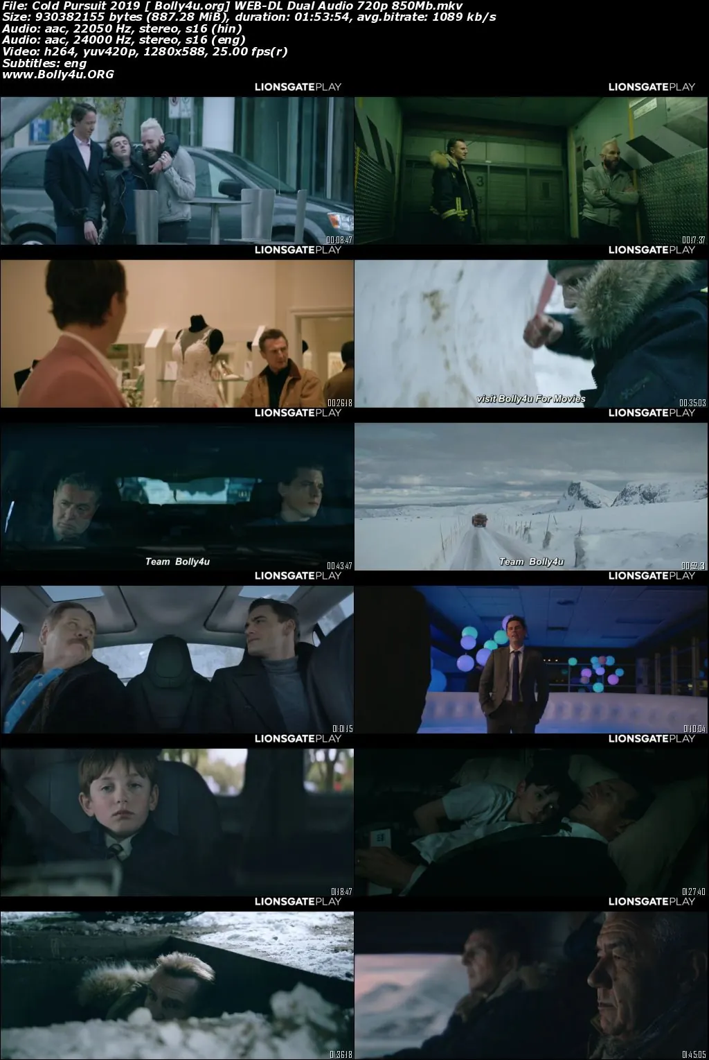 Cold Pursuit 2019 WEB-DL 300MB Hindi Dual Audio ORG 480p Download