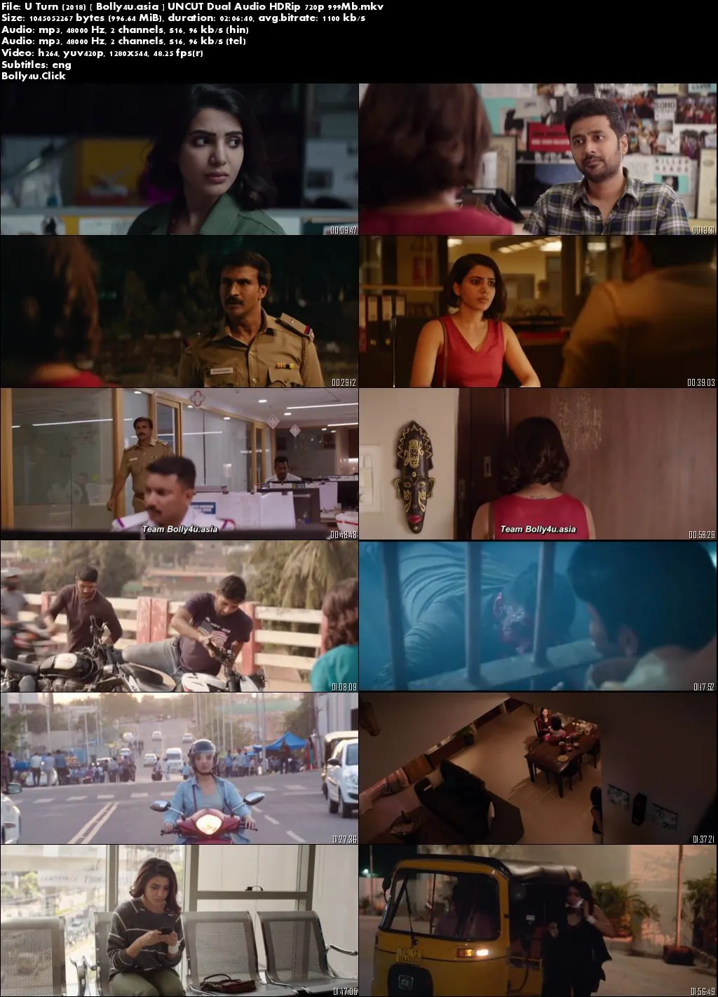 U Turn 2018 HDRip 400MB UNCUT Hindi Dual Audio 480p Download