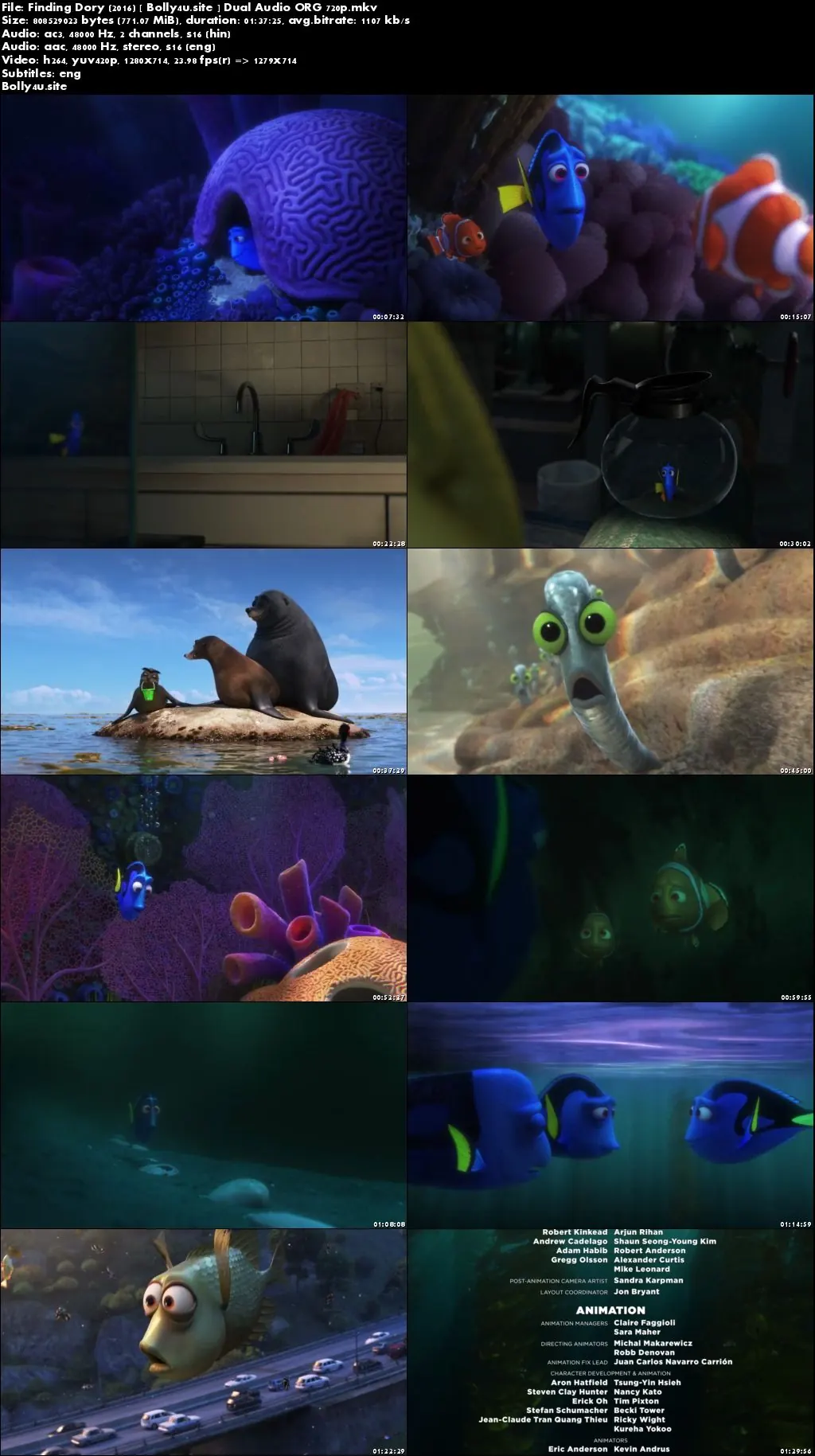 Finding Dory 2016 BRRip 300Mb Hindi Dual Audio ORG 480p Download
