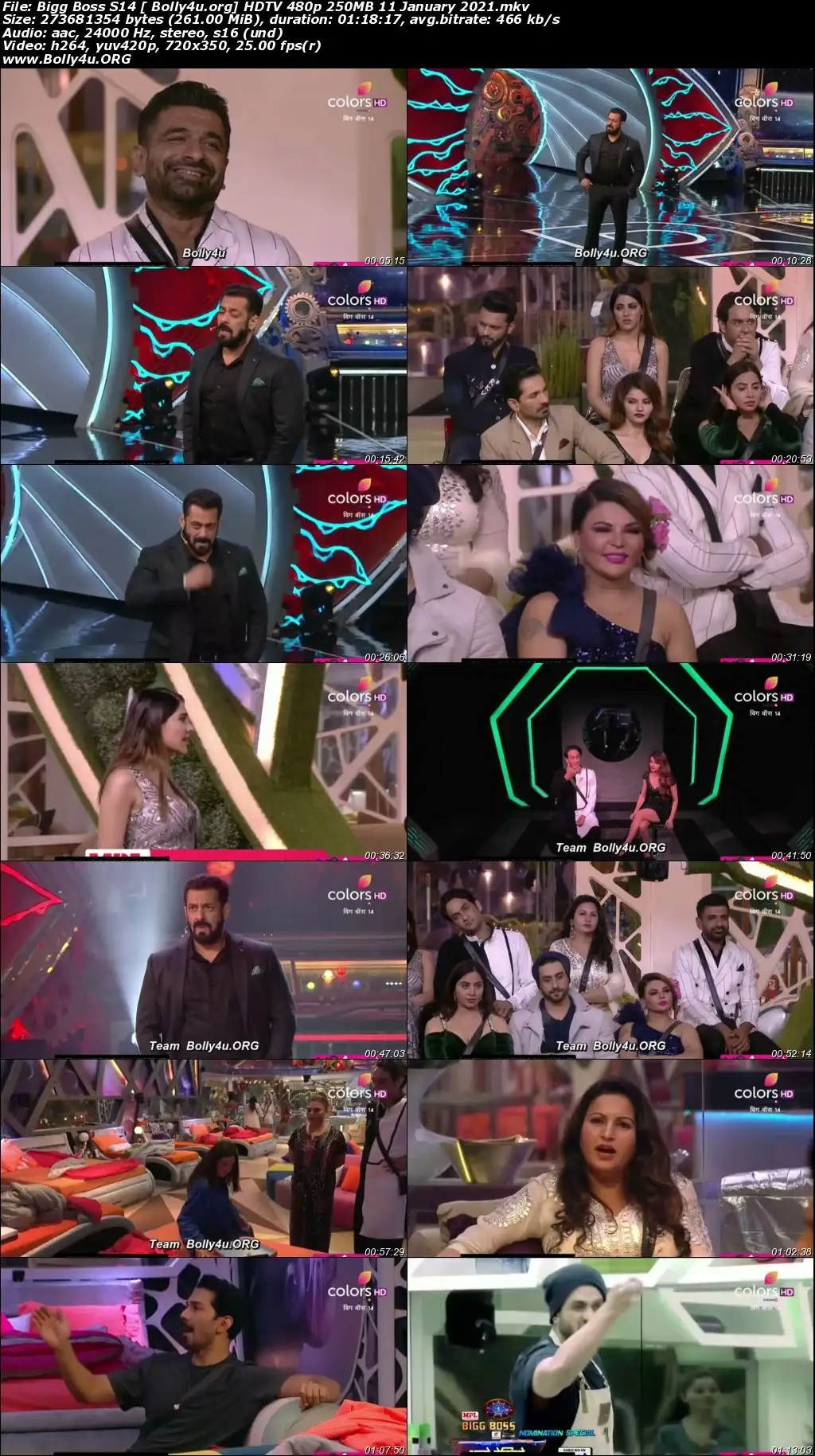Bigg Boss S14 HDTV 480p 250MB 11 January 2021 Download