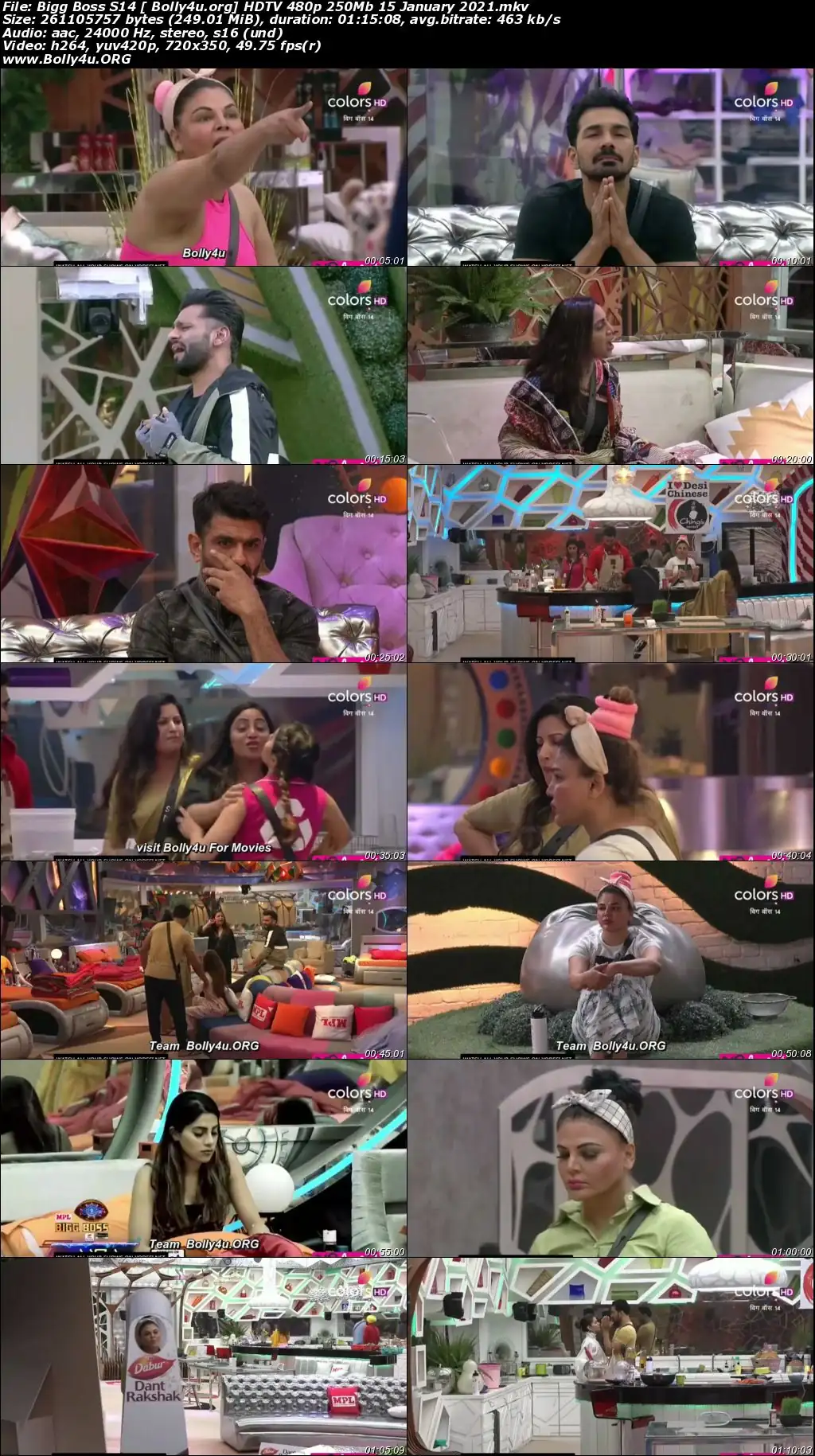 Bigg Boss S14 HDTV 480p 250Mb 15 January 2021 Download