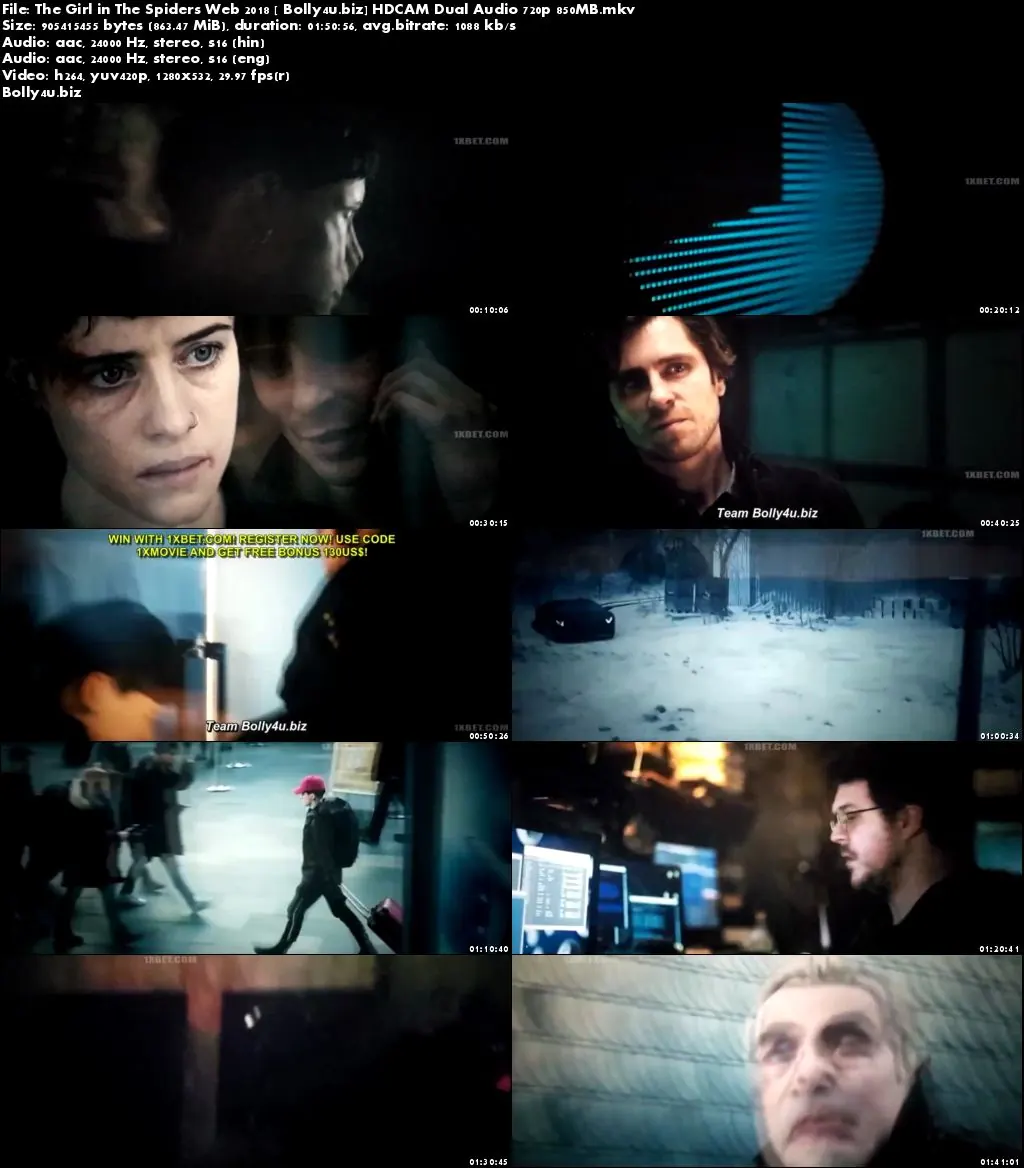 The Girl in The Spiders Web 2018 HDCAM 850Mb Hindi Dual Audio 720p Download