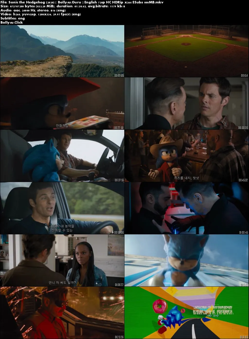Sonic the Hedgehog 2020 HC HDRip 800MB English 720p ESub Download