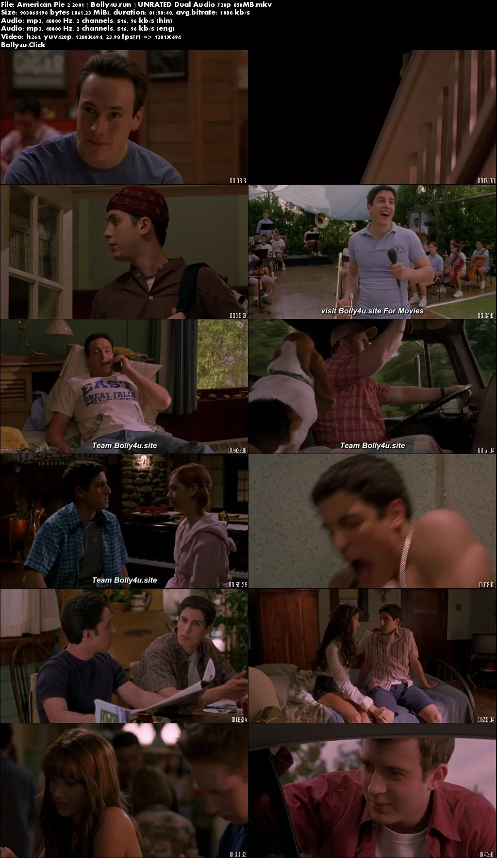 American Pie 2 2001 BRRip 300MB UNRATED Hindi Dual Audio 480p Download