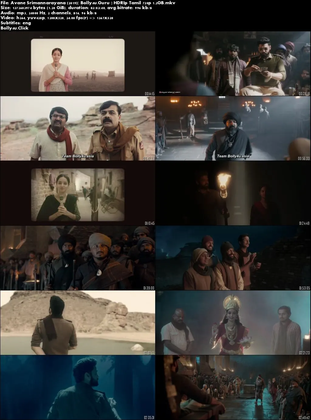 Avane Srimannarayana 2019 HDRip 500MB Tamil 480p ESub Download