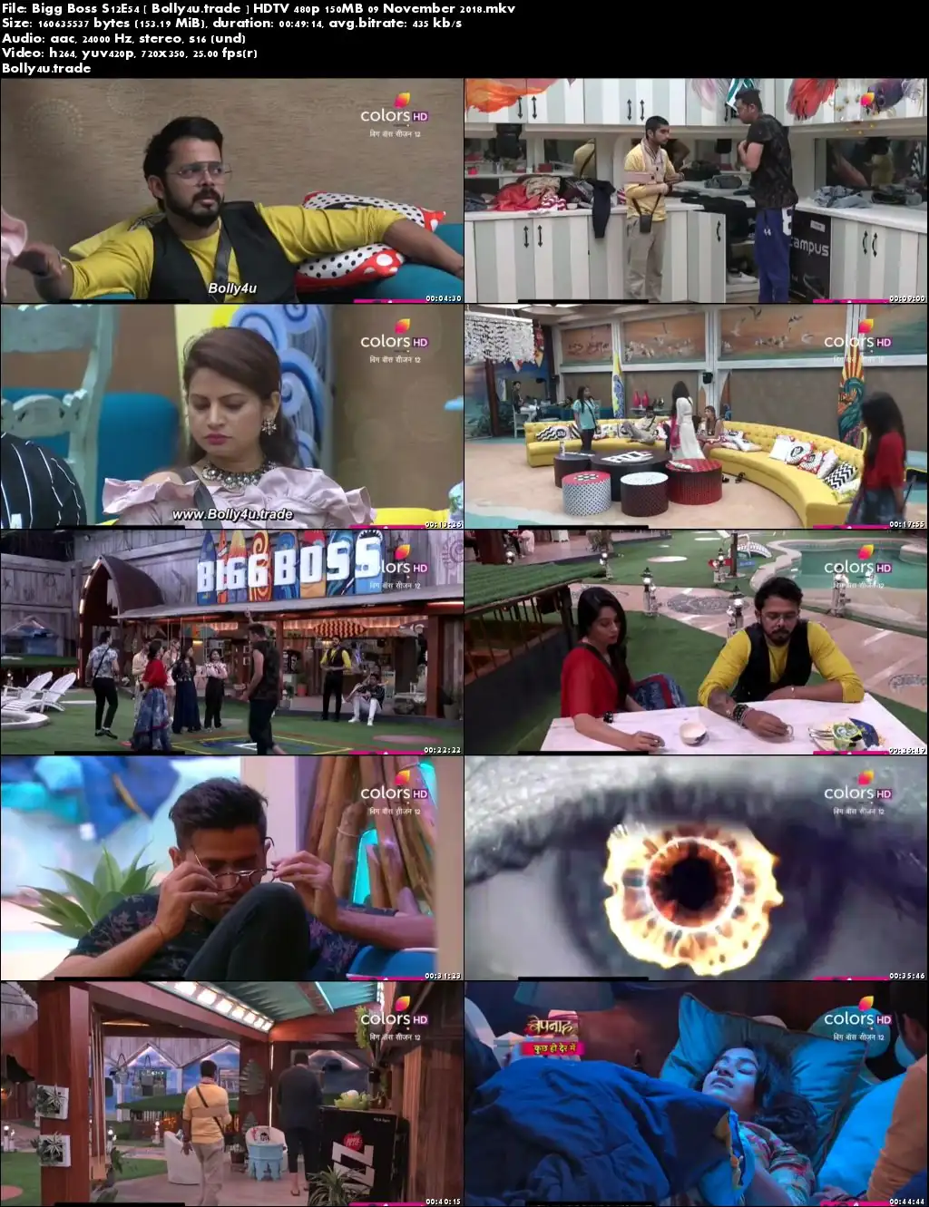 Bigg Boss S12E54 HDTV 480p 150Mb 09 November 2018 Download