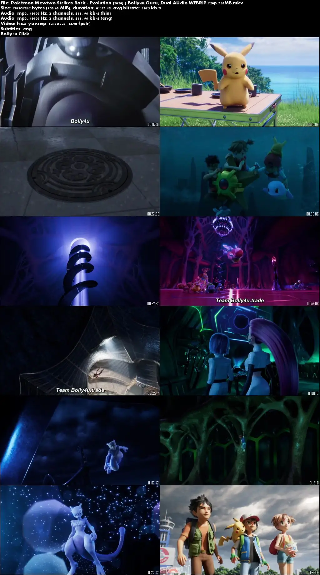 Pokémon Mewtwo Strikes Back Evolution 2020 WEB-DL 750MB Hindi Dual Audio 720p Download