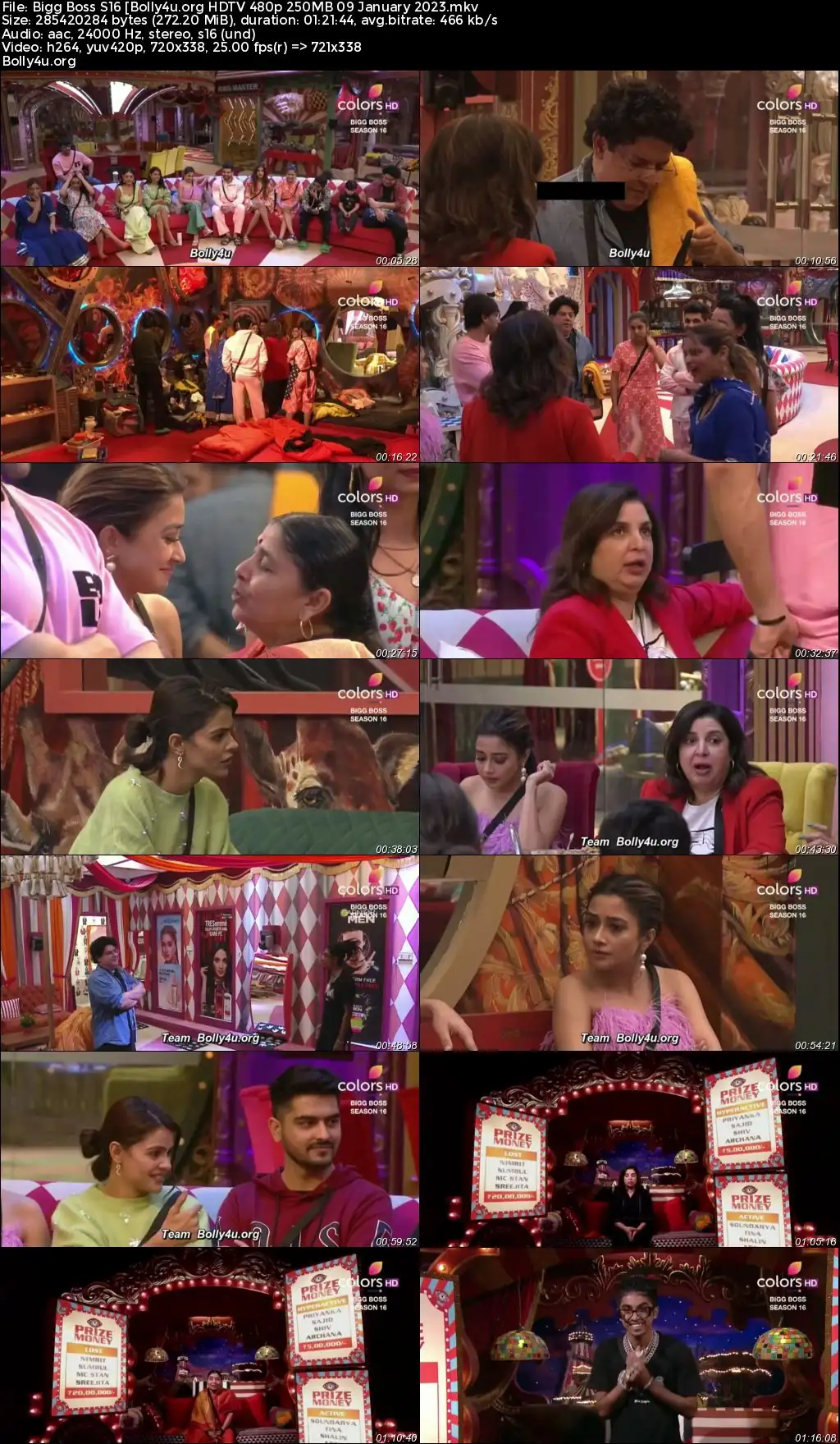 Bigg Boss S16 HDTV 480p 250MB 09 January 2023 Download