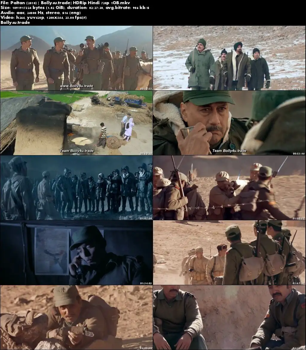 Paltan 2018 HDRip 1Gb Full Hindi Movie Download 720p