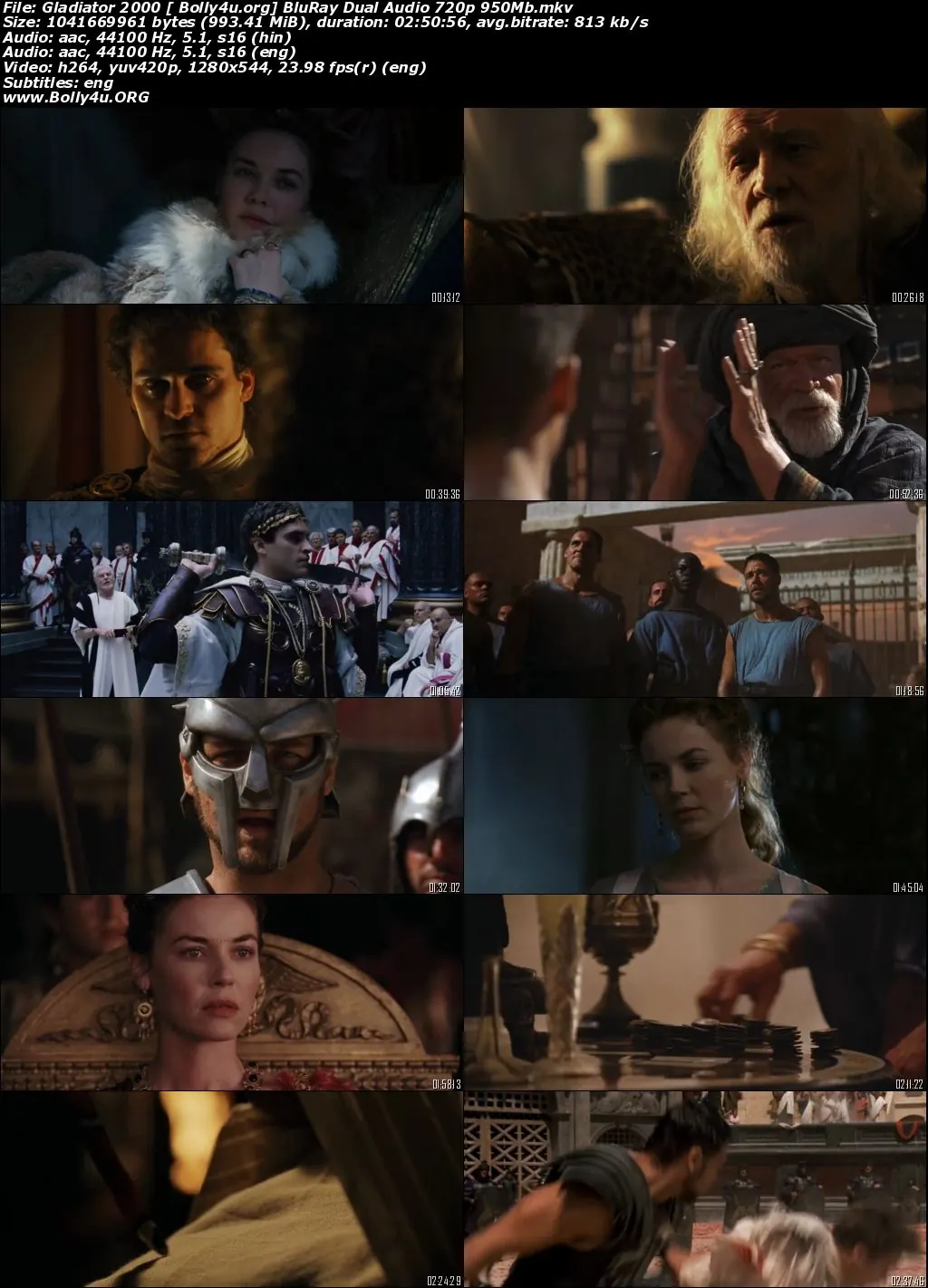 Gladiator 2000 BRRip 500MB Hindi Dual Audio 480p Download