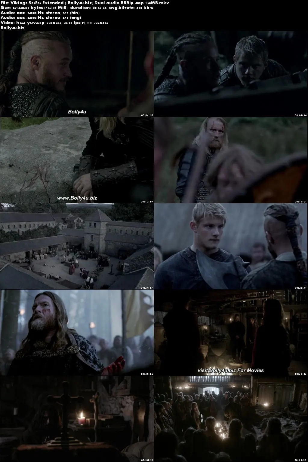 Vikings S02E05 Extended BRRip 150Mb Hindi Dual Audio 480p Download
